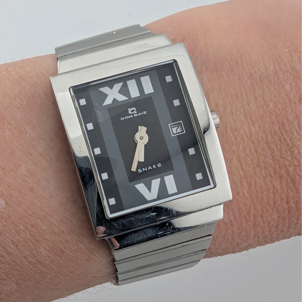 Dom Baiz Snake Watch Mens Silver Stainless Steel Italian Design 0981 Date Window
